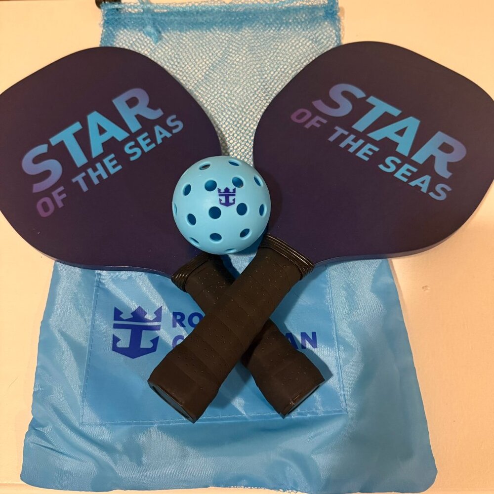 Star of the Seas Inaugural Sailing Commemorative Pickle Ball Set Blue Purple